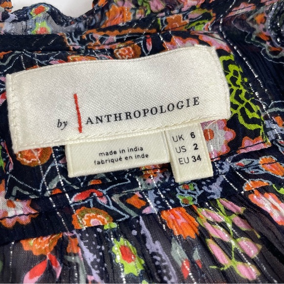 Anthropologie Elmira Ruffled Midi Dress Floral Motif Size 2 - Picture 7 of 11